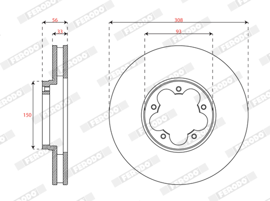 Ilustracja DDF3057C FERODO tarcza hamulcowa