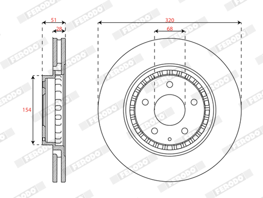 Ilustracja DDF3070C FERODO tarcza hamulcowa