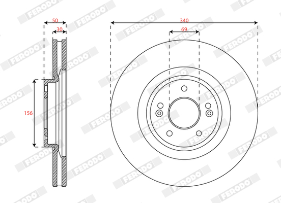 Ilustracja DDF3074C FERODO tarcza hamulcowa