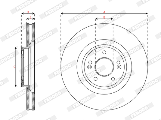 Ilustracja DDF3074C FERODO tarcza hamulcowa