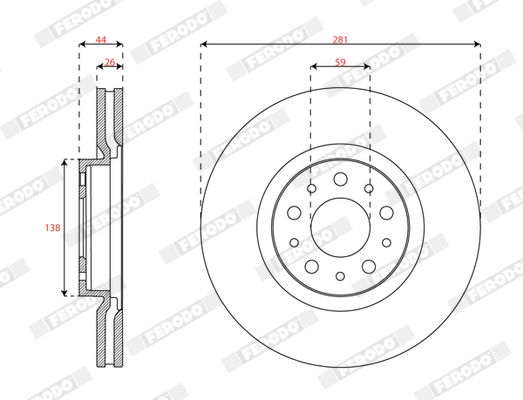 Ilustracja DDF3075C FERODO tarcza hamulcowa