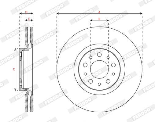 Ilustracja DDF3075C FERODO tarcza hamulcowa
