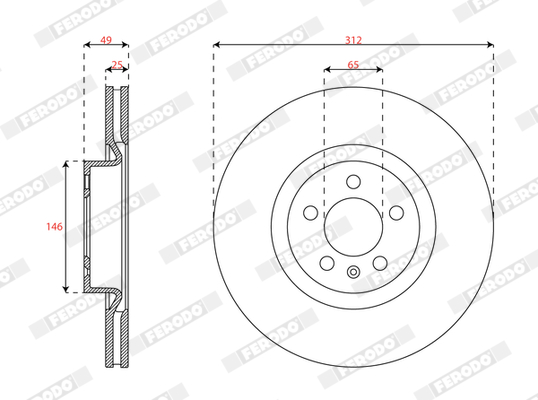 Ilustracja DDF3080C FERODO tarcza hamulcowa
