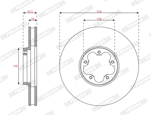 Ilustracja DDF3095C FERODO tarcza hamulcowa