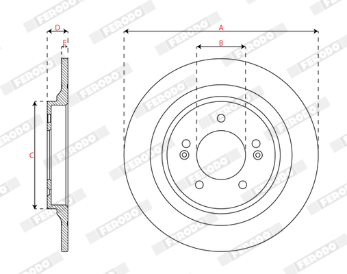 Ilustracja DDF3099C FERODO tarcza hamulcowa