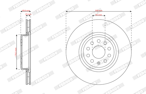 Ilustracja DDF3101C FERODO tarcza hamulcowa