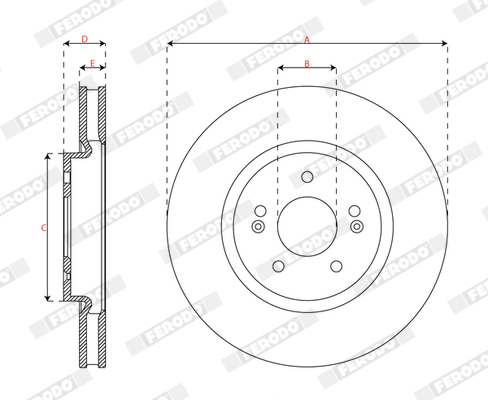 Ilustracja DDF3102C-1 FERODO tarcza hamulcowa