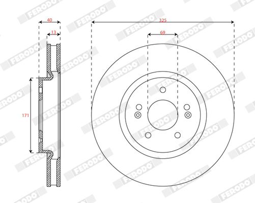 Ilustracja DDF3102C-1 FERODO tarcza hamulcowa