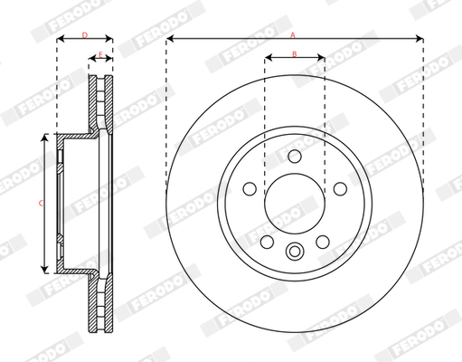 Ilustracja DDF3104C-1 FERODO tarcza hamulcowa