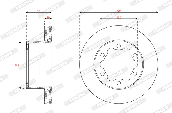 Ilustracja DDF3105C-1 FERODO tarcza hamulcowa