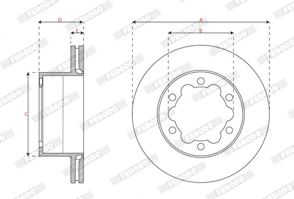 Ilustracja DDF3105C-1 FERODO tarcza hamulcowa
