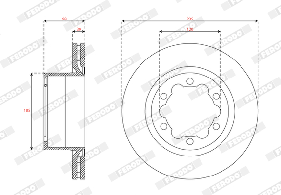 Ilustracja DDF3106C-1 FERODO tarcza hamulcowa