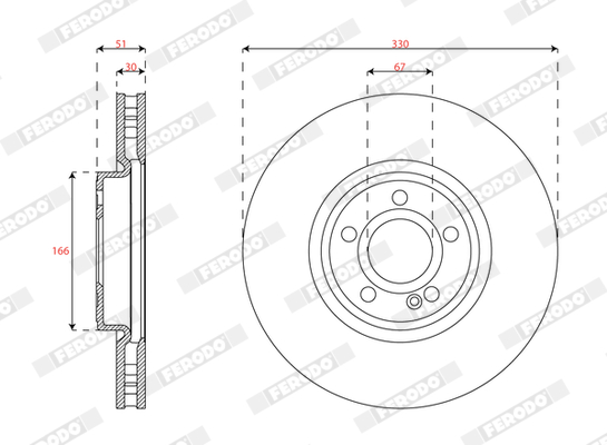 Ilustracja DDF3109C-1 FERODO tarcza hamulcowa