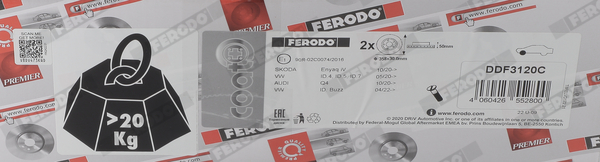 Ilustracja DDF3120C FERODO tarcza hamulcowa