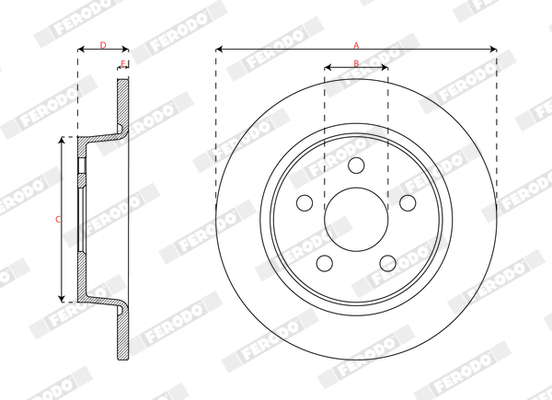 Ilustracja DDF3123 FERODO tarcza hamulcowa