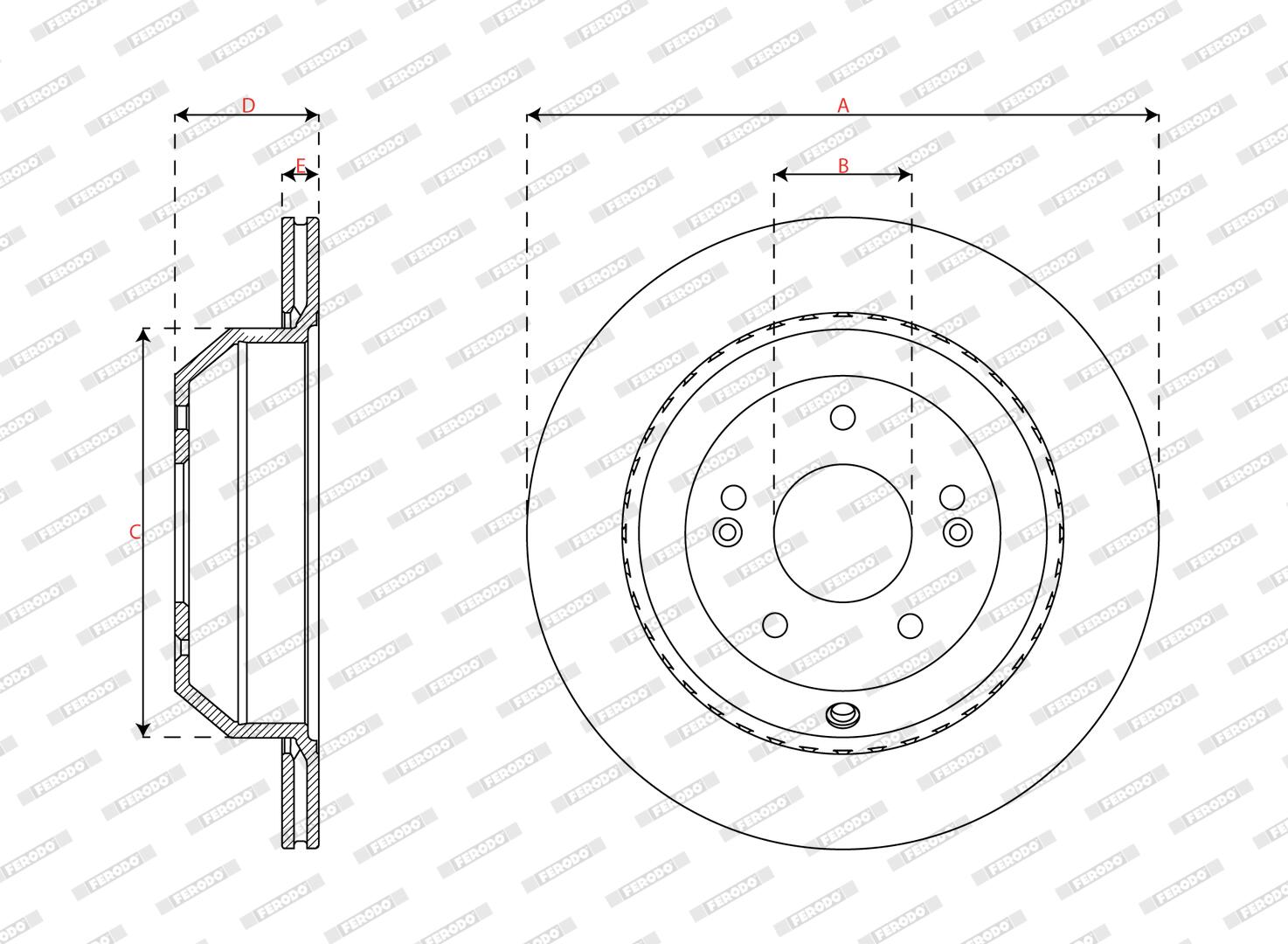 Ilustracja DDF3125C FERODO tarcza hamulcowa
