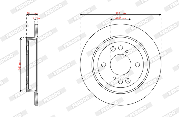 Ilustracja DDF3156C FERODO tarcza hamulcowa