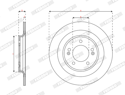 Ilustracja DDF3168C FERODO tarcza hamulcowa