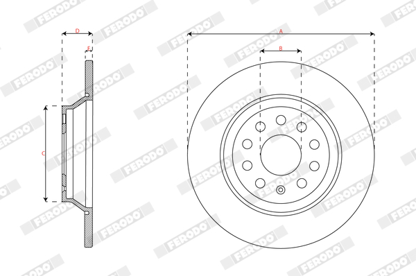 Ilustracja DDF3169C FERODO tarcza hamulcowa