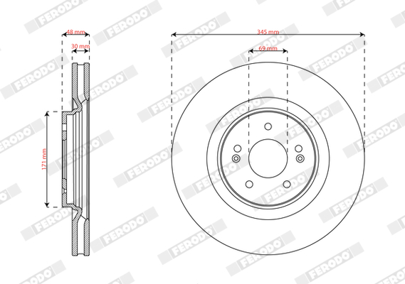 Ilustracja DDF3171C-1 FERODO tarcza hamulcowa
