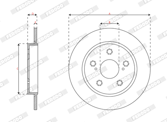 Ilustracja DDF3174C FERODO tarcza hamulcowa
