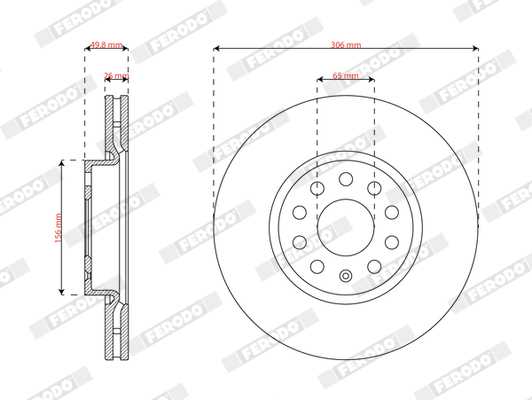 Ilustracja DDF3182C FERODO tarcza hamulcowa