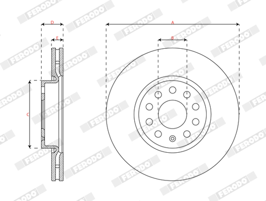 Ilustracja DDF3182C FERODO tarcza hamulcowa