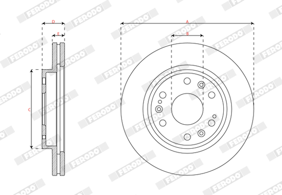 Ilustracja DDF3195-1 FERODO tarcza hamulcowa