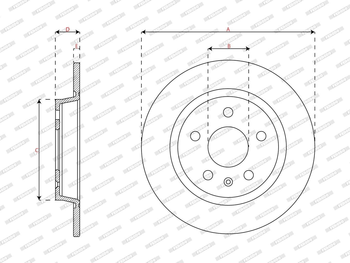 Ilustracja DDF3355C FERODO tarcza hamulcowa