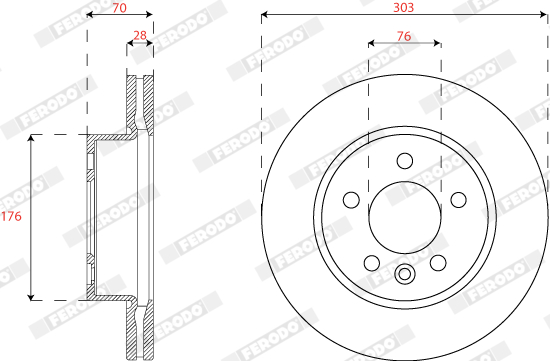 Ilustracja FCR382A FERODO tarcza hamulcowa