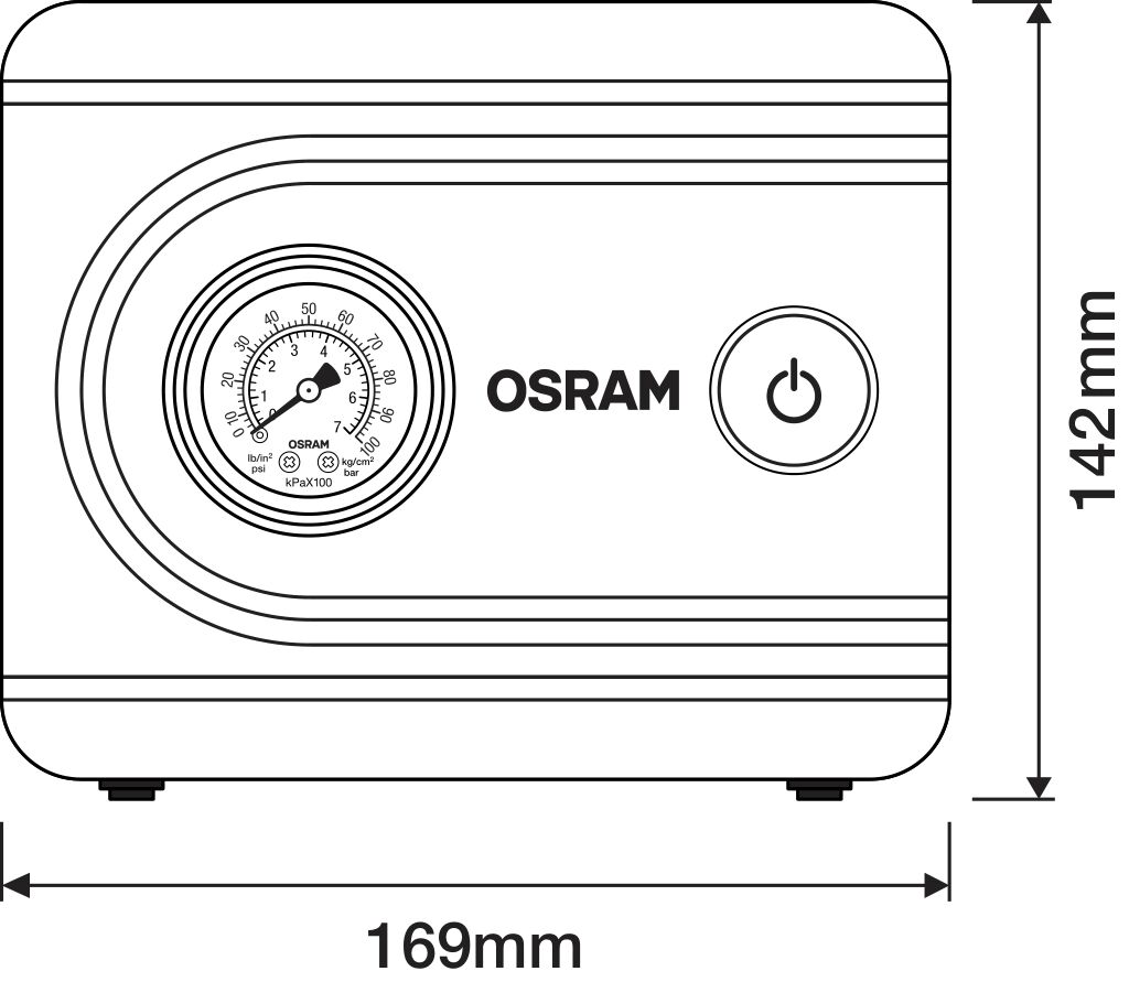 Ilustracja OTI611ESN AMS-OSRAM urządzenie do pomiaru ciśnienia w kole i pompownia powietrza
