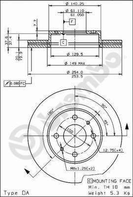 Ilustracja 09.6743.10 BREMBO tarcza hamulcowa