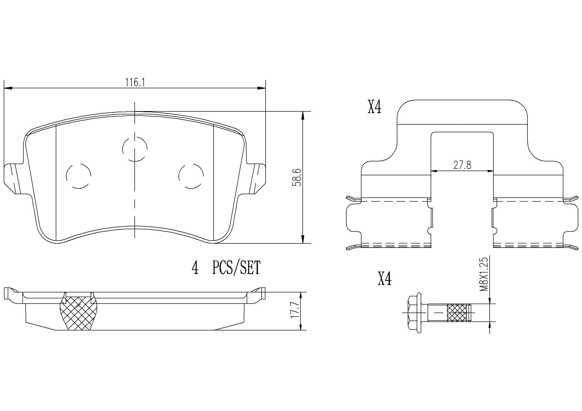 Ilustracja P85100NX BREMBO klocki hamulcowe