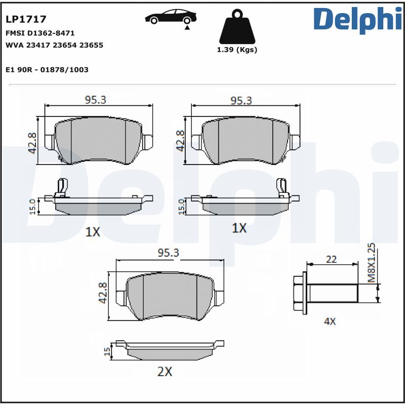 Ilustracja LP1717 DELPHI klocki hamulcowe