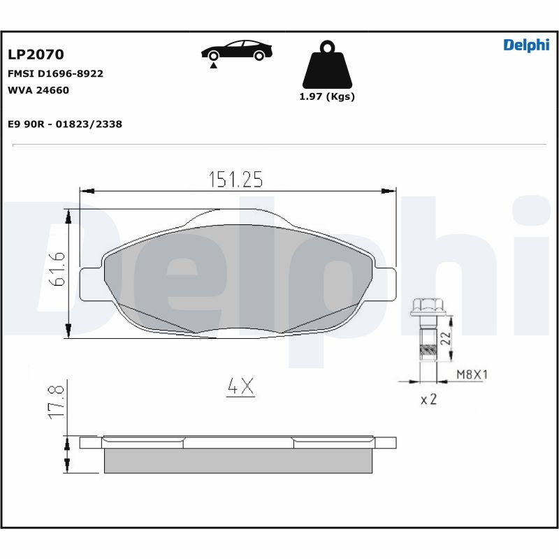 Ilustracja LP2070 DELPHI klocki hamulcowe