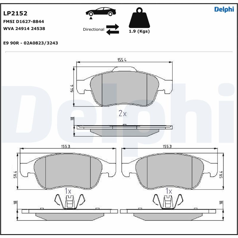 Ilustracja LP2152 DELPHI klocki hamulcowe
