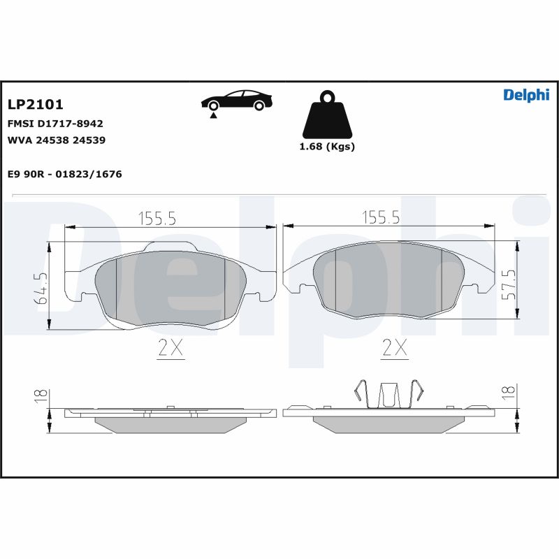 Ilustracja LP2101 DELPHI klocki hamulcowe