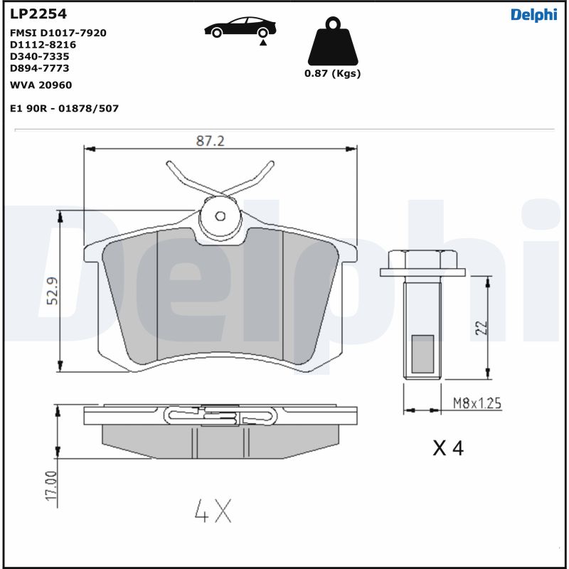 Ilustracja LP2254 DELPHI klocki hamulcowe