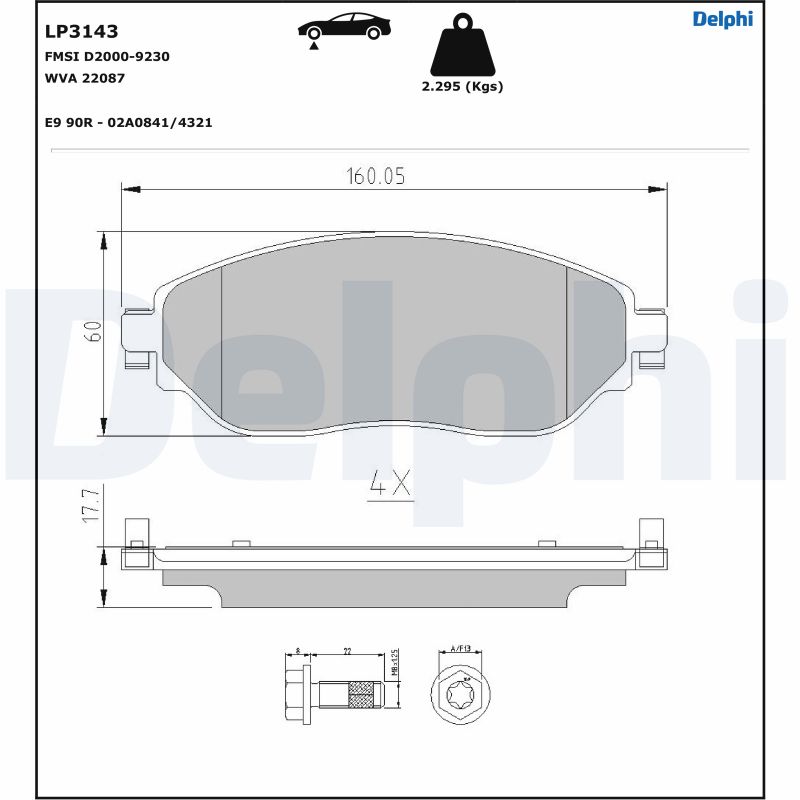 Ilustracja LP3143 DELPHI klocki hamulcowe