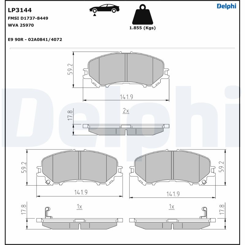 Ilustracja LP3144 DELPHI klocki hamulcowe