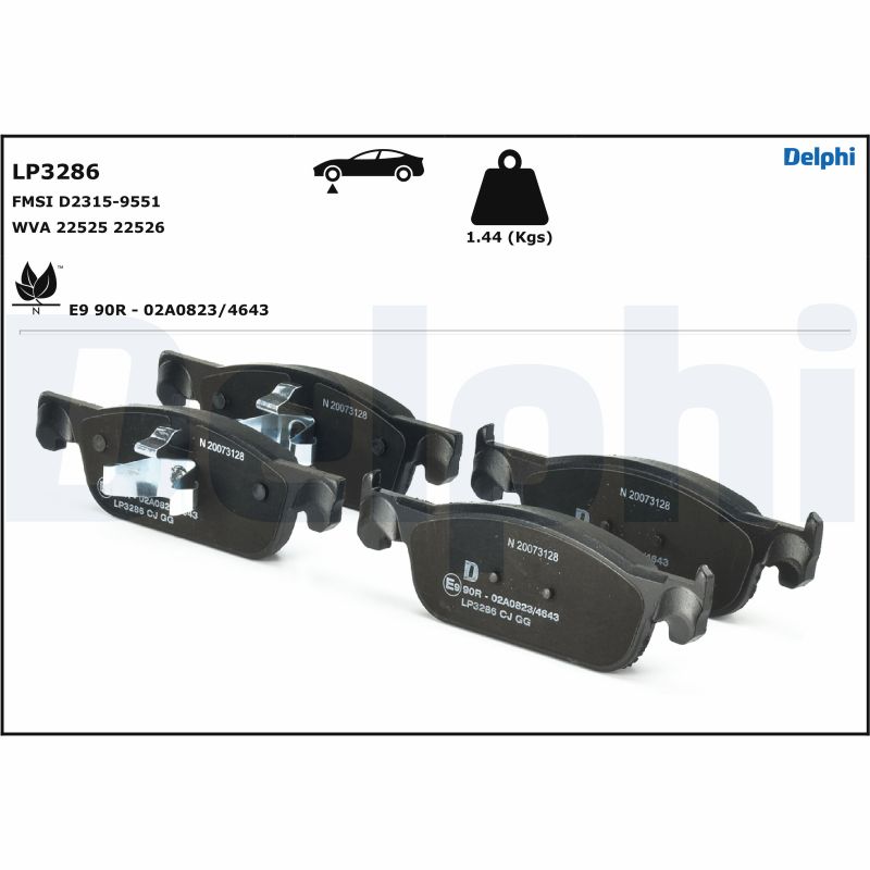 Ilustracja LP3286 DELPHI klocki hamulcowe