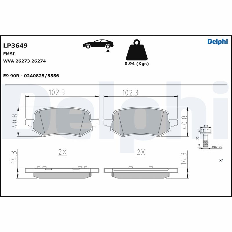 Ilustracja LP3649 DELPHI klocki hamulcowe