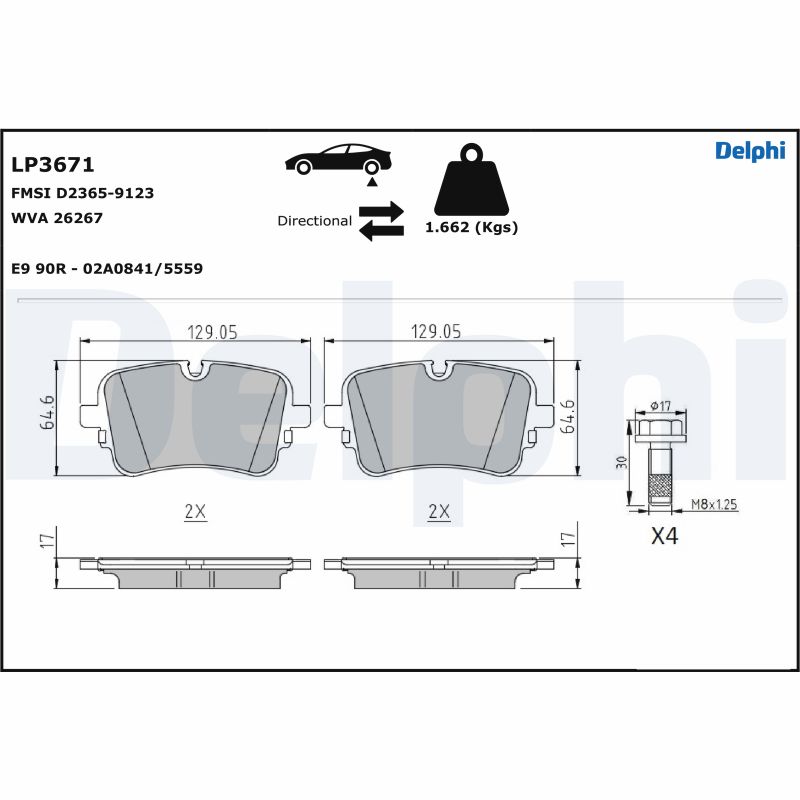 Ilustracja LP3671 DELPHI klocki hamulcowe