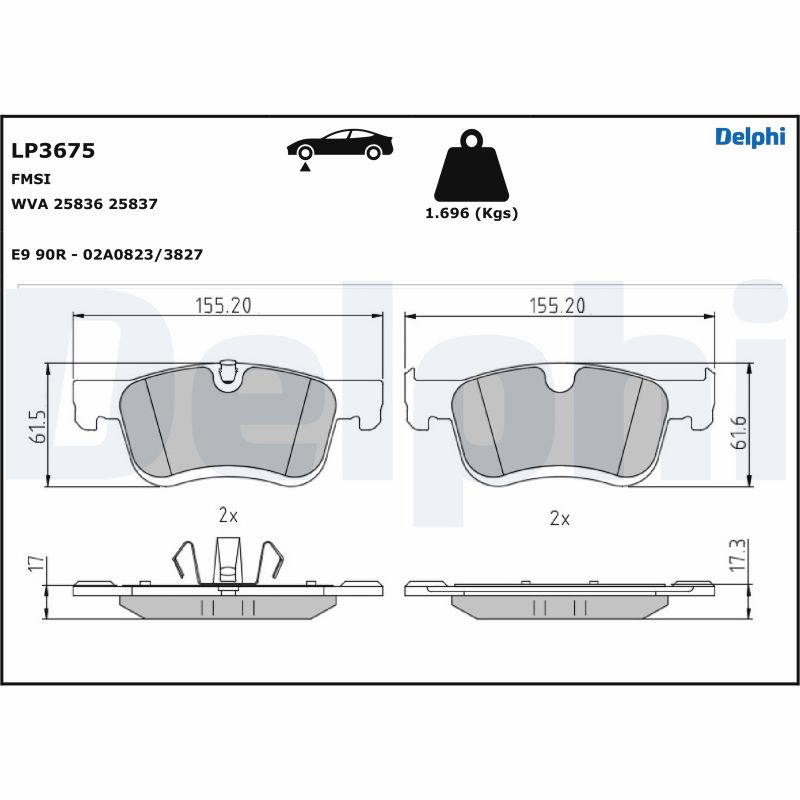 Ilustracja LP3675 DELPHI klocki hamulcowe