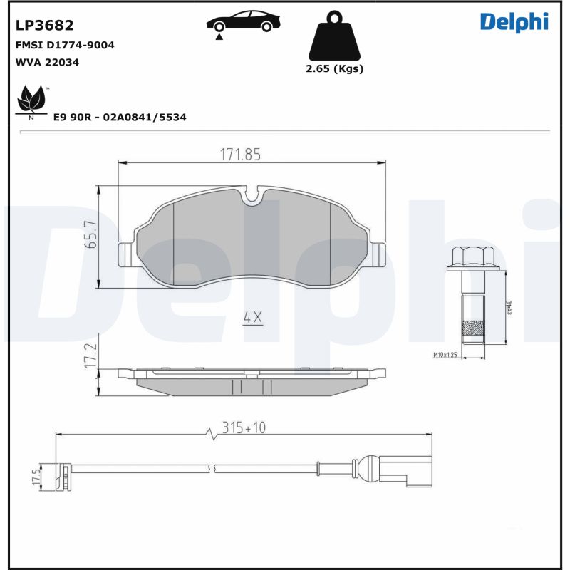 Ilustracja LP3682 DELPHI klocki hamulcowe