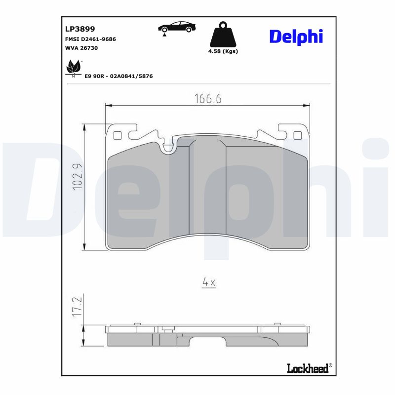 Ilustracja LP3899 DELPHI klocki hamulcowe