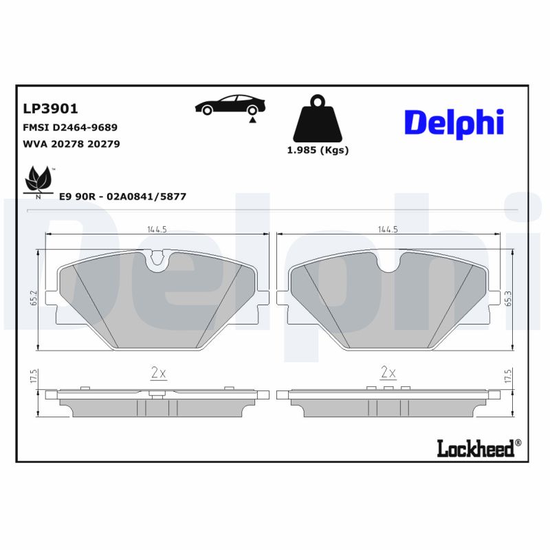 Ilustracja LP3901 DELPHI klocki hamulcowe