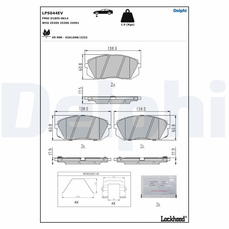 Ilustracja LP5044EV DELPHI klocki hamulcowe
