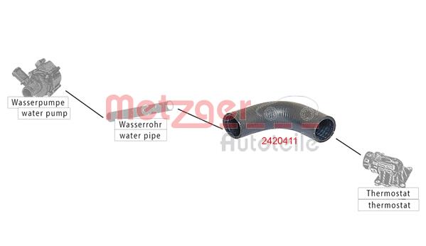 Ilustracja 2420411 METZGER AUTOTEILE przewód elastyczny chłodnicy