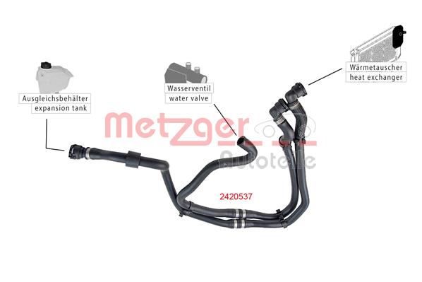 Ilustracja 2420537 METZGER AUTOTEILE przewód elastyczny chłodnicy